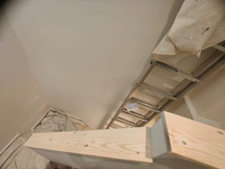Stair cappings stripped back and prepared for oak stain and varnish