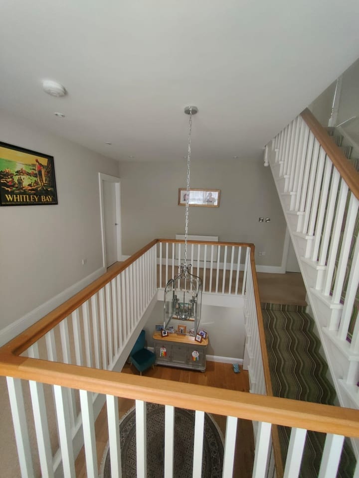 Staircase walls and woodwork during decorating work